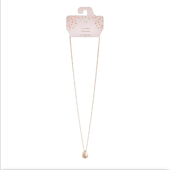 LC Lauren Conrad "True Love" Simulated Pearl Charm Cluster Necklace - Picture 2 of 3